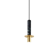 Marble Pendant Light with Metal LED Shade Black Norenza