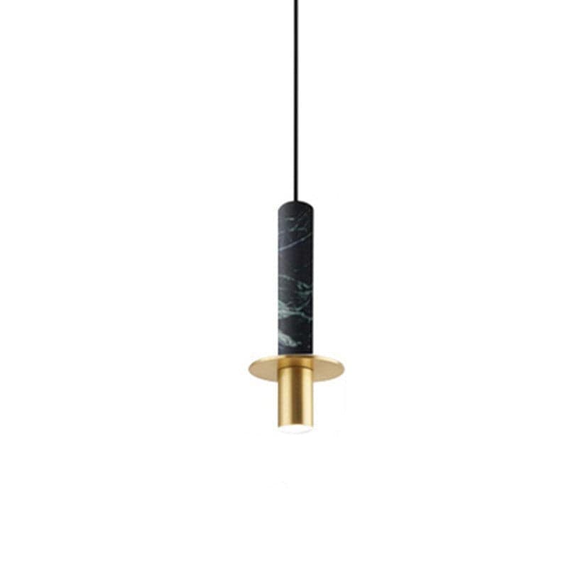 Marble Pendant Light with Metal LED Shade Black Norenza