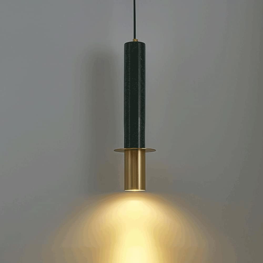 Marble Pendant Light with Metal LED Shade Khaki Norenza