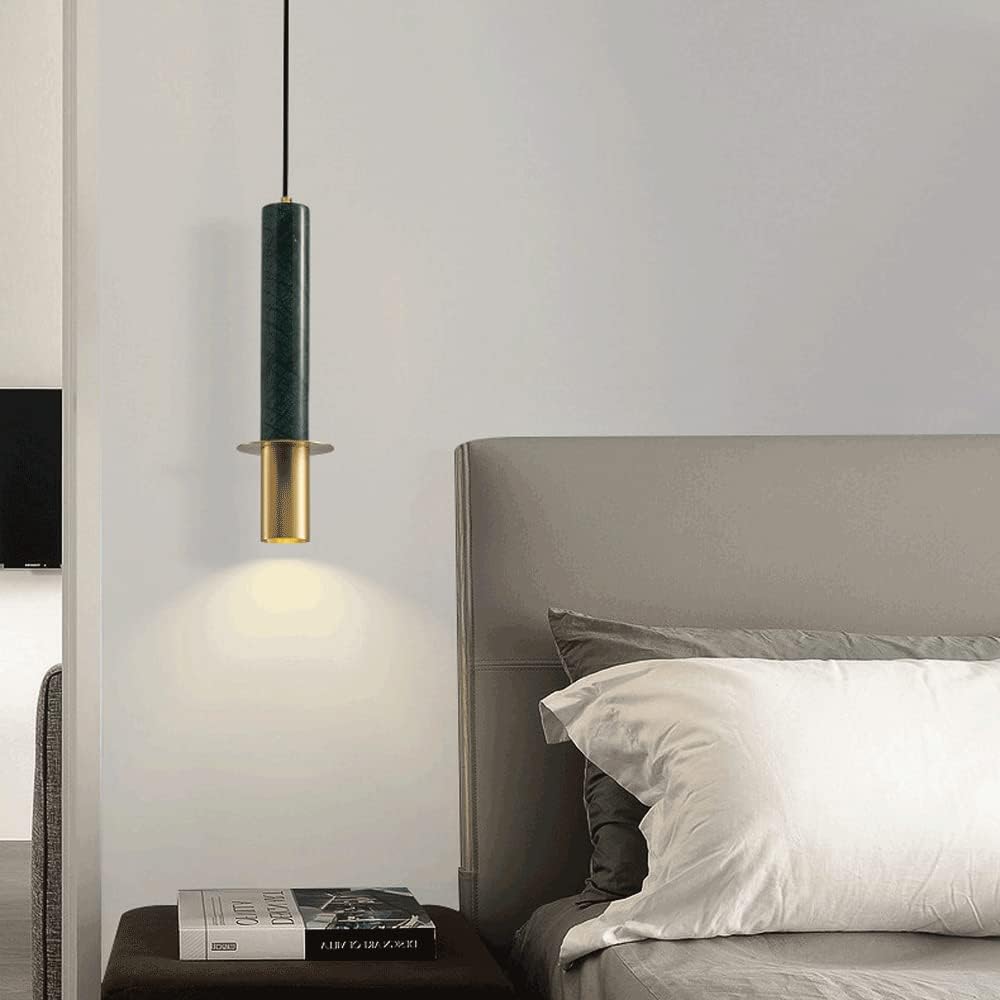 Marble Pendant Light with Metal LED Shade Norenza