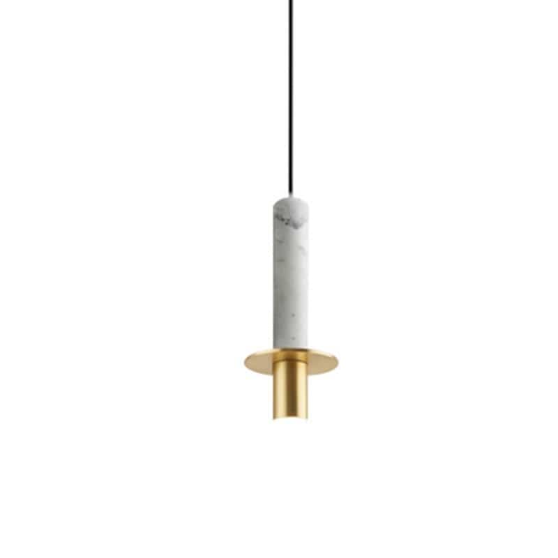 Marble Pendant Light with Metal LED Shade White Norenza