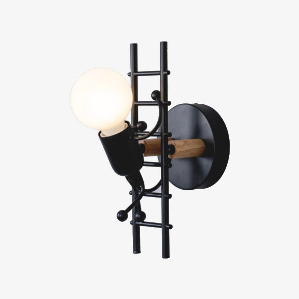 Metal and Wood Wall Sconce with Staircase Figures Black Norenza
