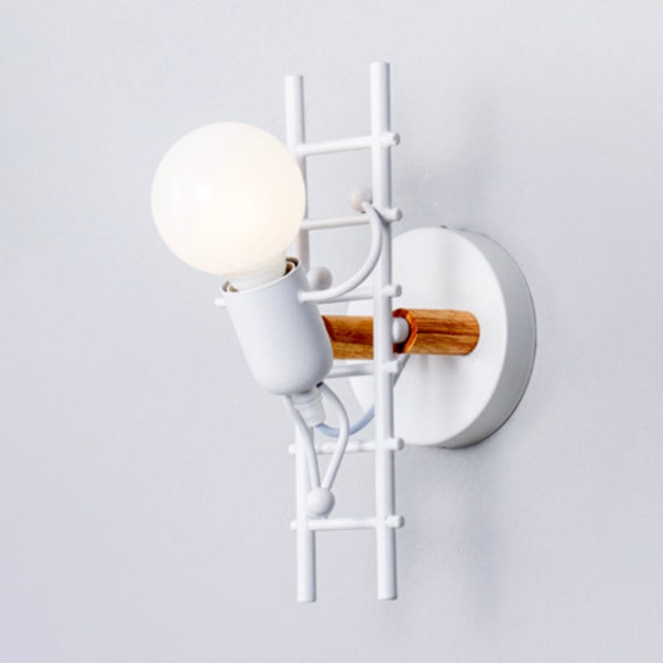 Metal and Wood Wall Sconce with Staircase Figures White Norenza