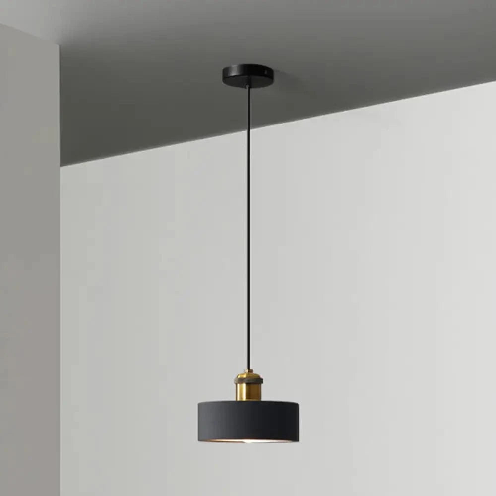 Metal LED Suspension Light with Minimalist Loft Shade Black / A Norenza