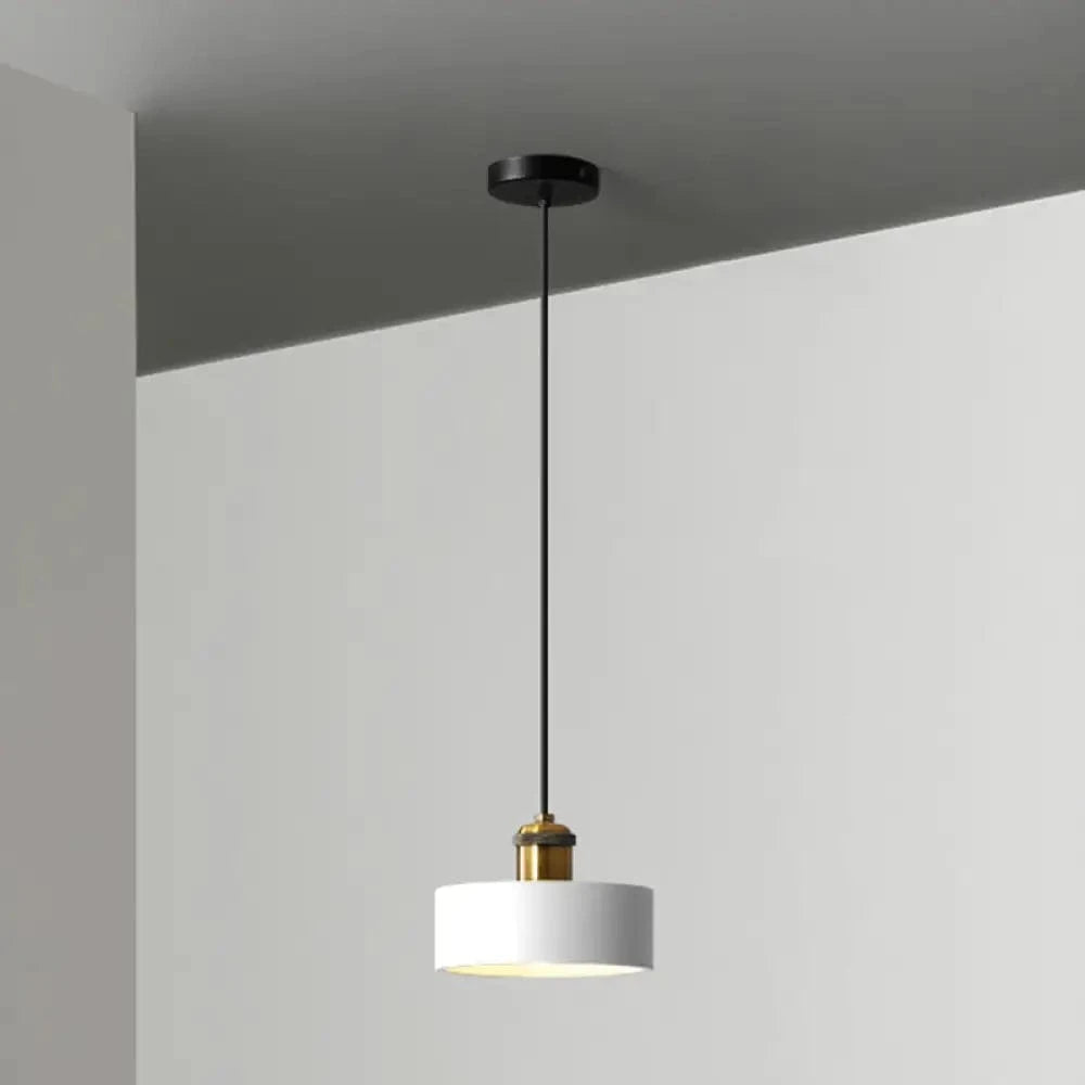 Metal LED Suspension Light with Minimalist Loft Shade White / A Norenza