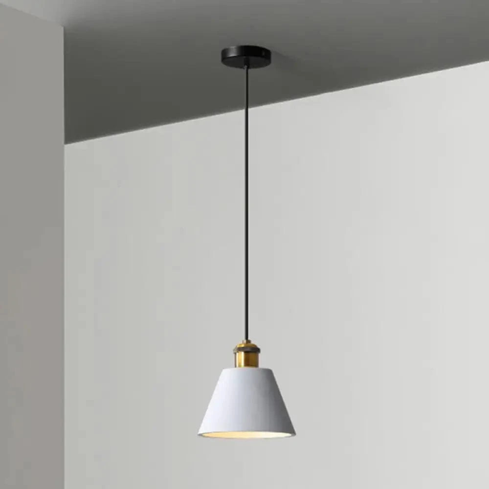 Metal LED Suspension Light with Minimalist Loft Shade White / E Norenza