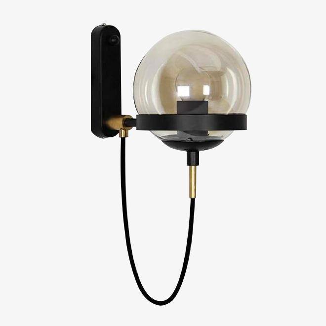 Metal LED Wall Sconce with Glass Globe Black Norenza