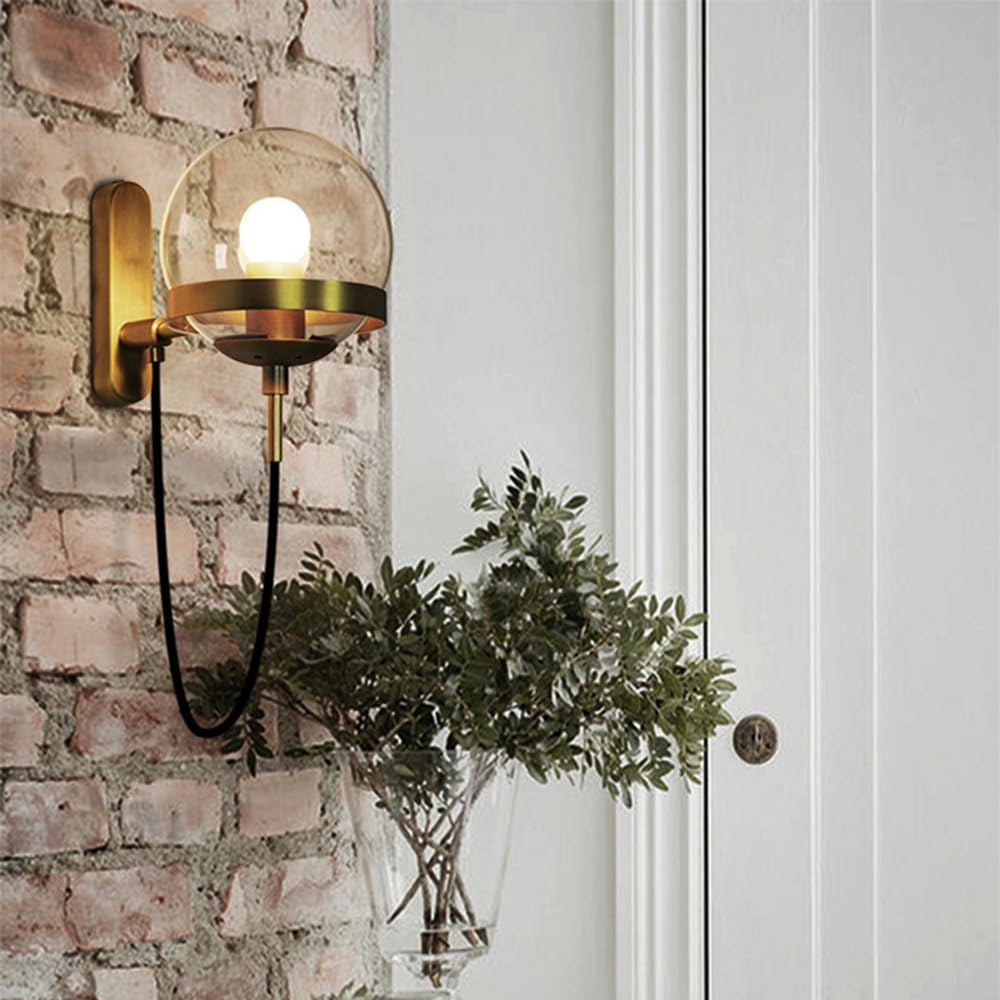 Metal LED Wall Sconce with Glass Globe Norenza