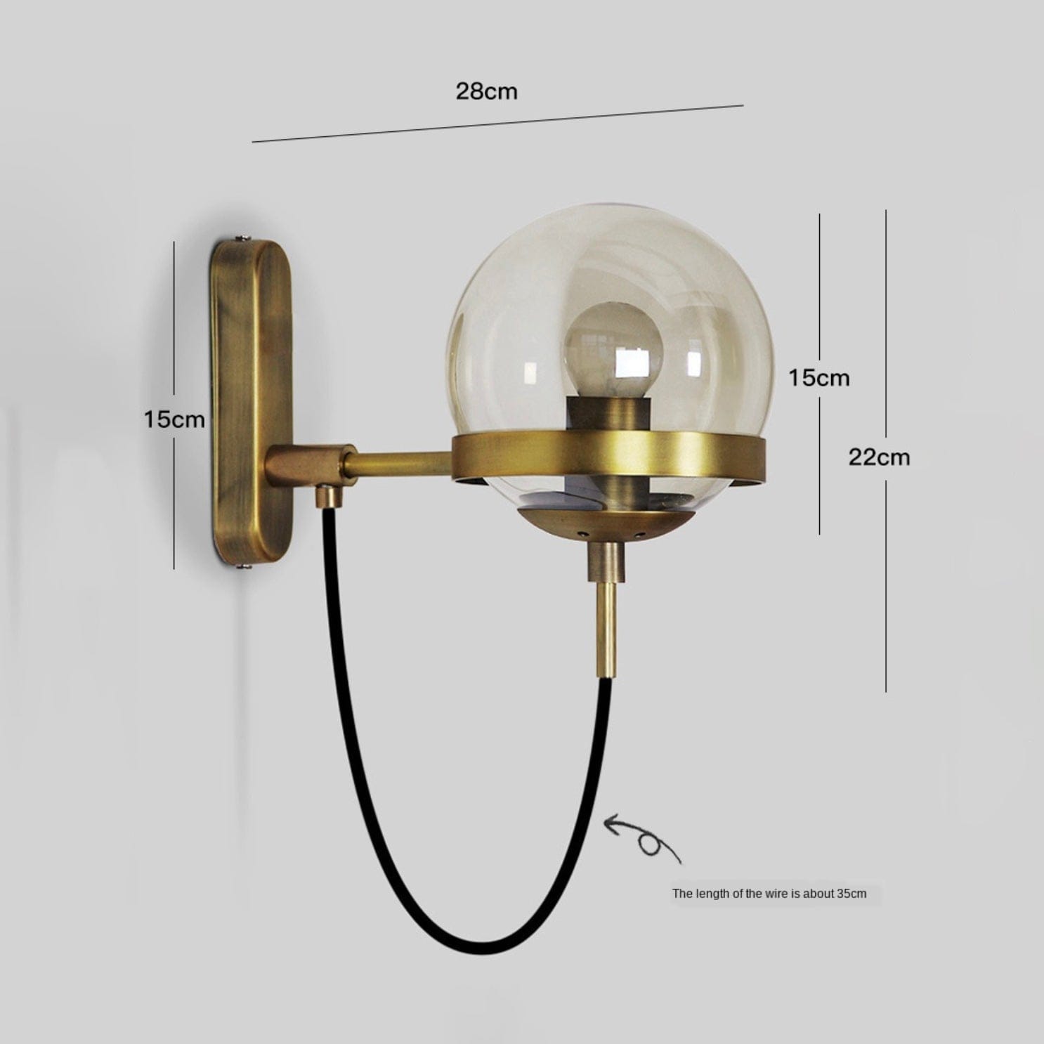 Metal LED Wall Sconce with Glass Globe Norenza