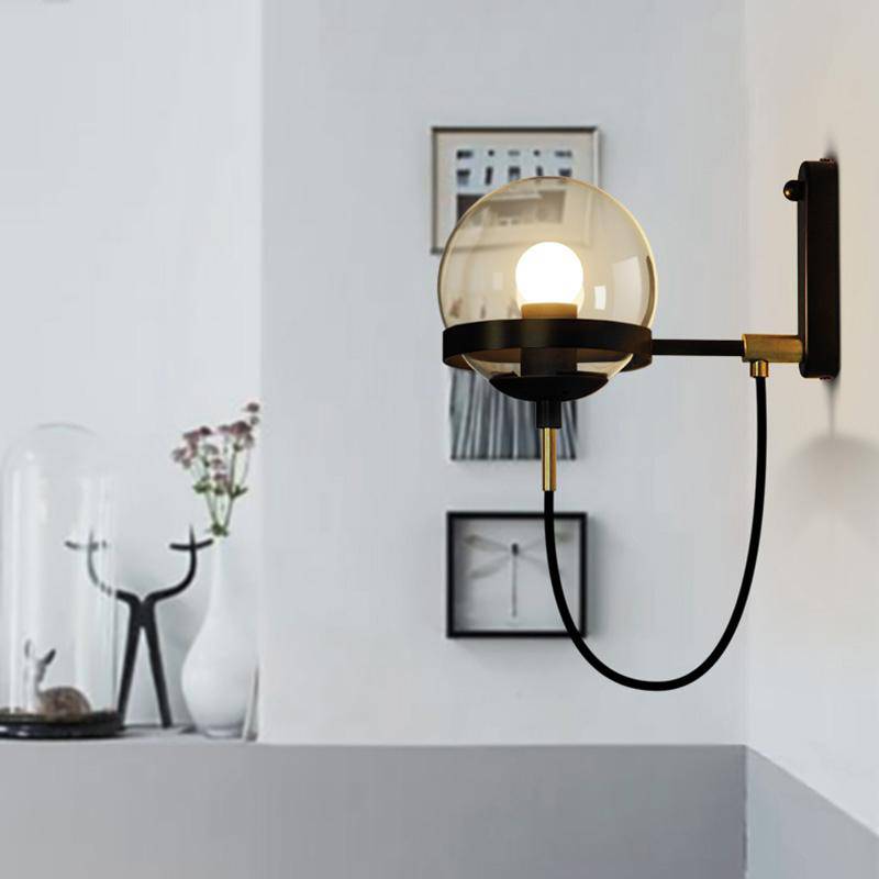 Metal LED Wall Sconce with Glass Globe Norenza