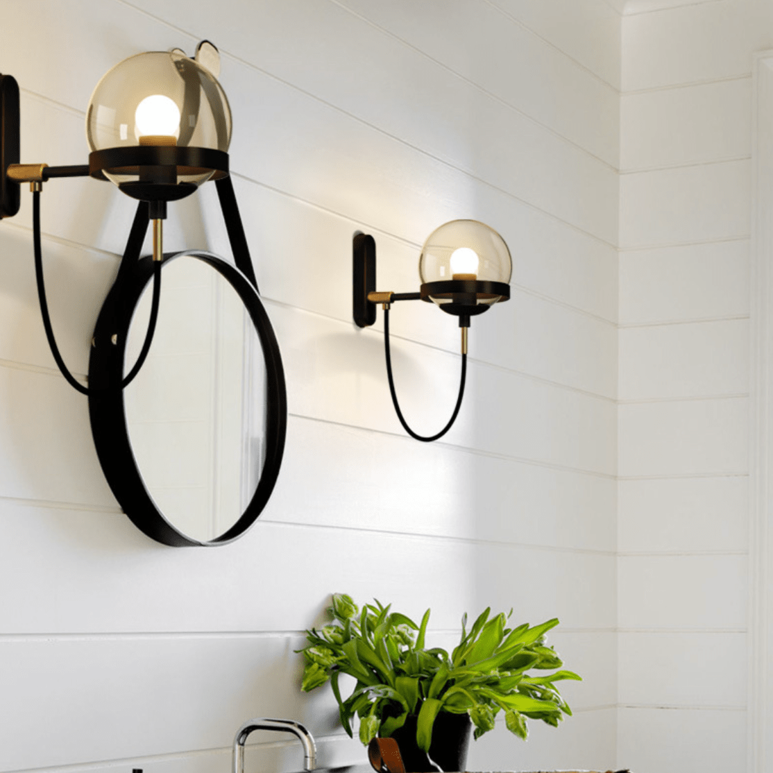 Metal LED Wall Sconce with Glass Globe Norenza