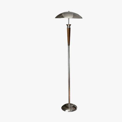 Mid-Century Wood and Metal Floor Lamp – Retro Modern Standing Light