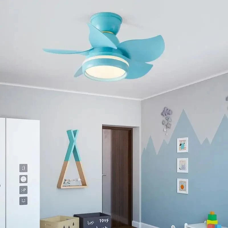 Mini Ceiling Fan with Light and Remote Control Blue Norenza