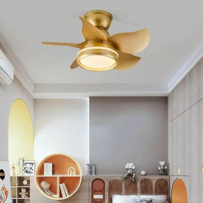 Mini Ceiling Fan with Light and Remote Control Gold Norenza
