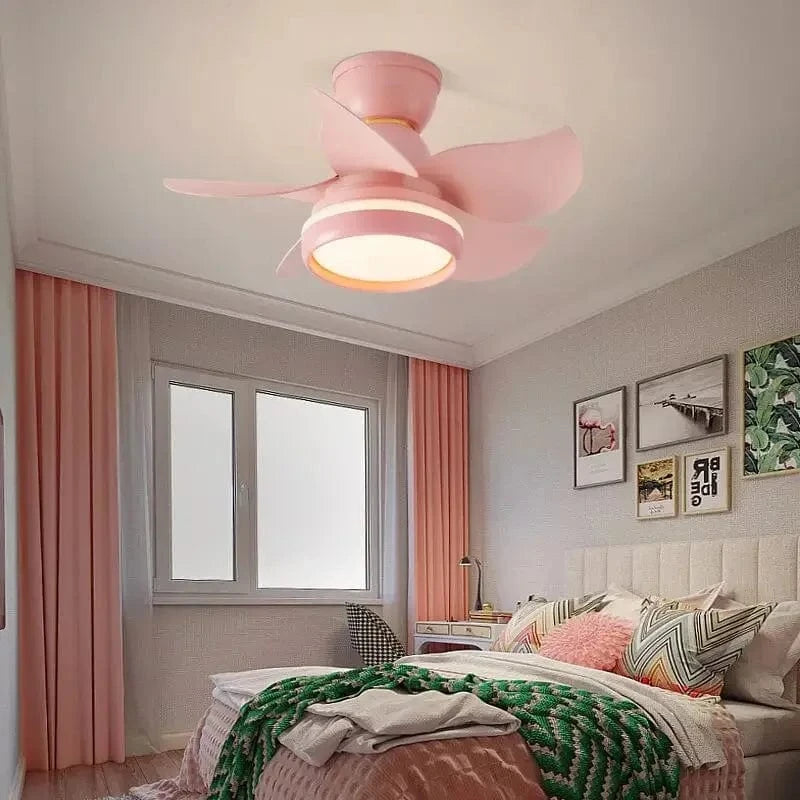 Mini Ceiling Fan with Light and Remote Control Pink Norenza