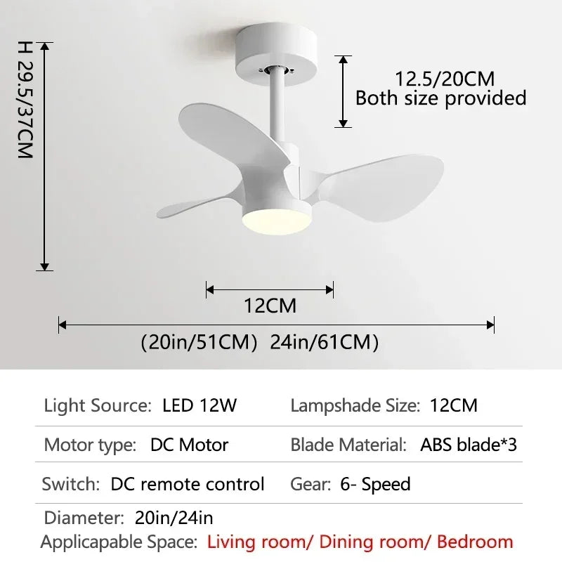 Modern Mini Ceiling Fan with Lights for Kids