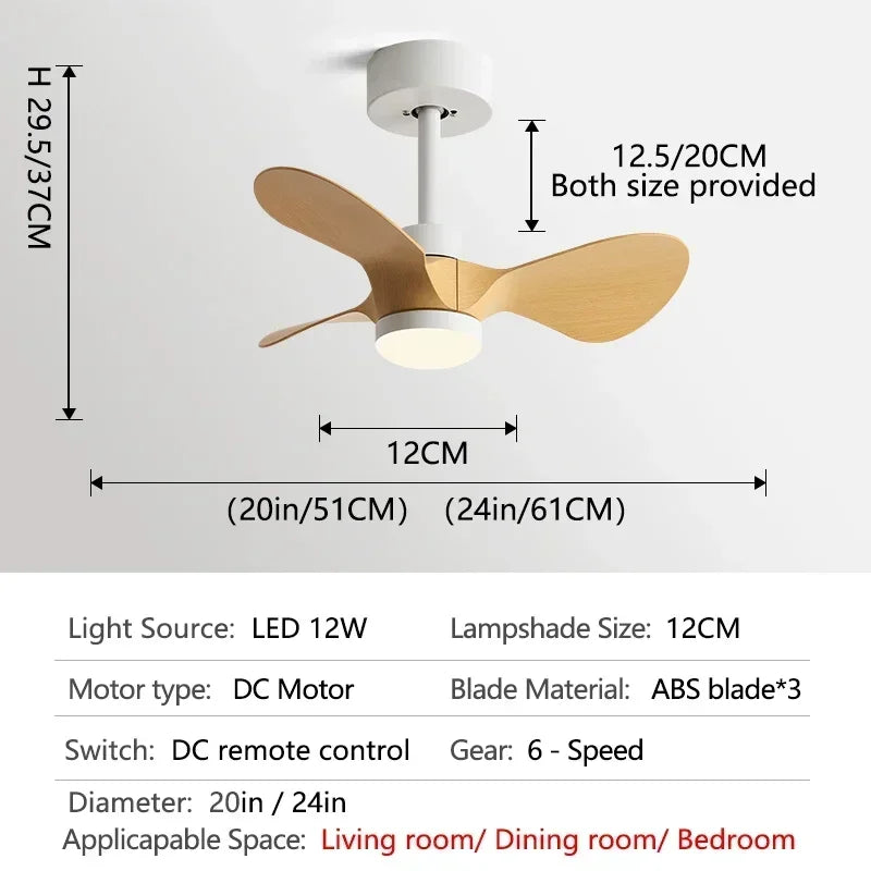 Modern Mini Ceiling Fan with Lights for Kids