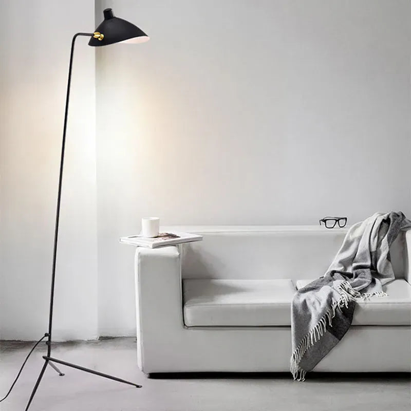 Minimalist Black Metal Floor Lamp with Rotating Shade Norenza