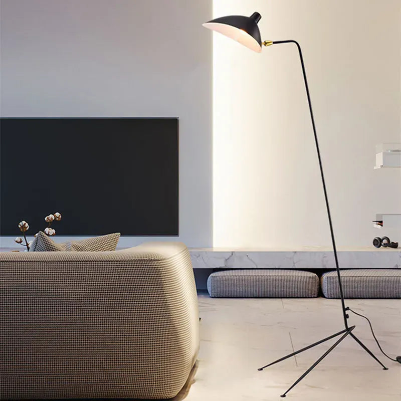 Minimalist Black Metal Floor Lamp with Rotating Shade Norenza