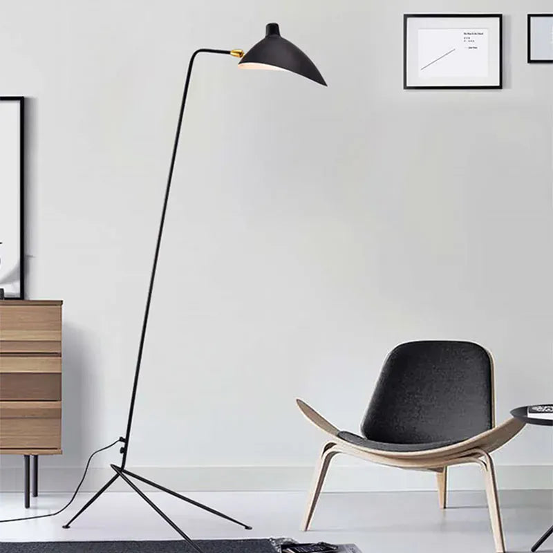 Minimalist Black Metal Floor Lamp with Rotating Shade Norenza