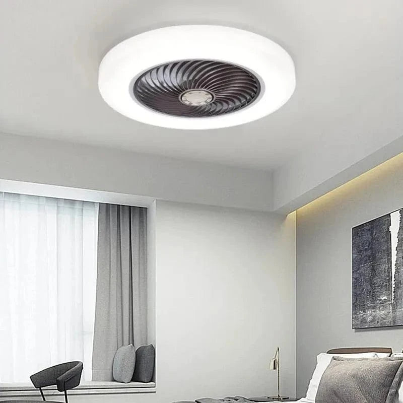 Minimalist Ceiling Fan with Dimmable Remote Control and LED Light Brown Norenza
