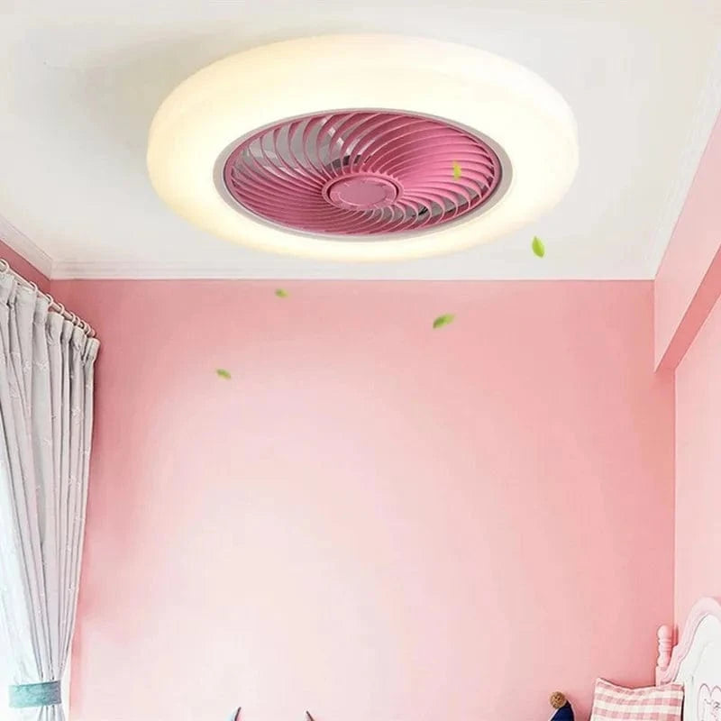 Minimalist Ceiling Fan with Dimmable Remote Control and LED Light Pink Norenza