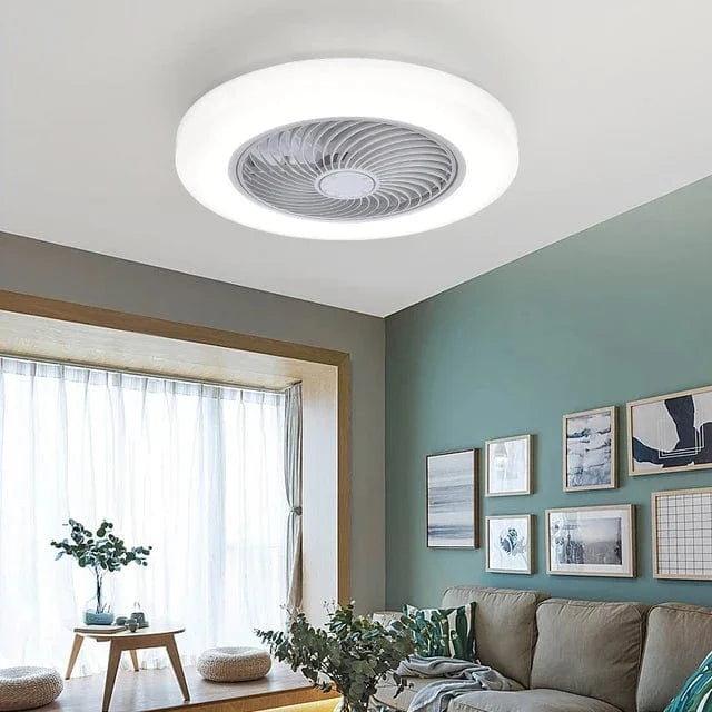 Minimalist Ceiling Fan with Dimmable Remote Control and LED Light White Norenza