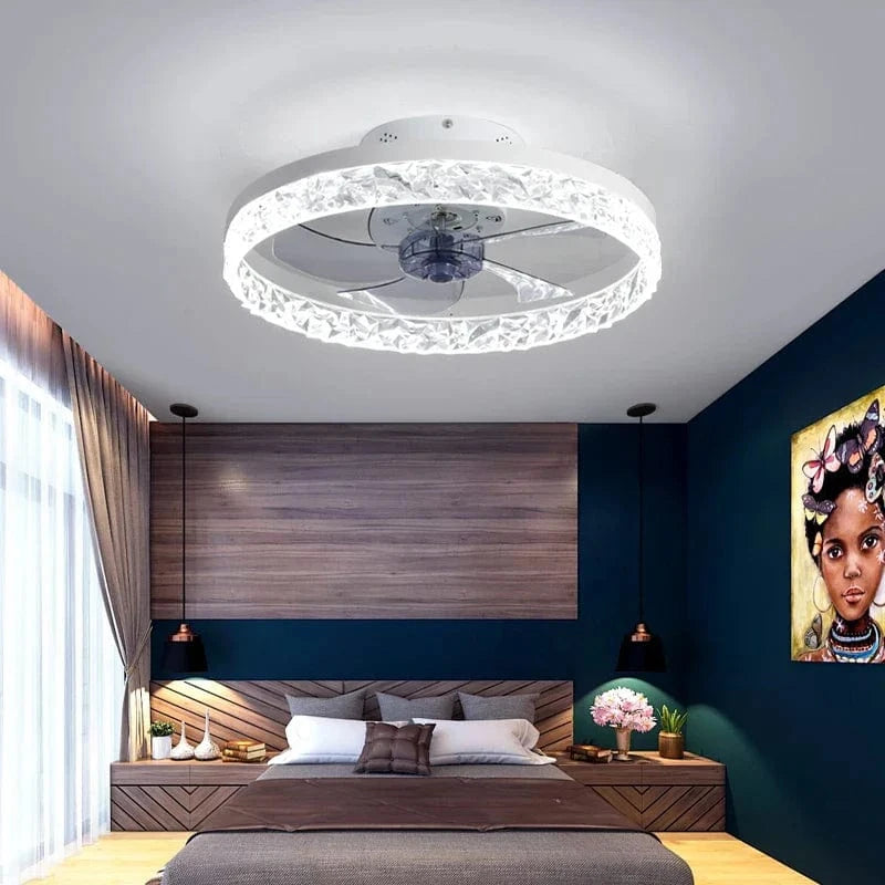 Minimalist Ceiling Fan with LED Crystal Light and Remote Control Norenza
