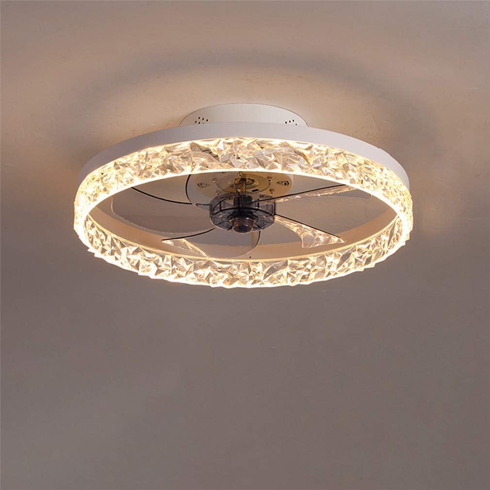 Minimalist Ceiling Fan with LED Crystal Light and Remote Control White / Glass Norenza