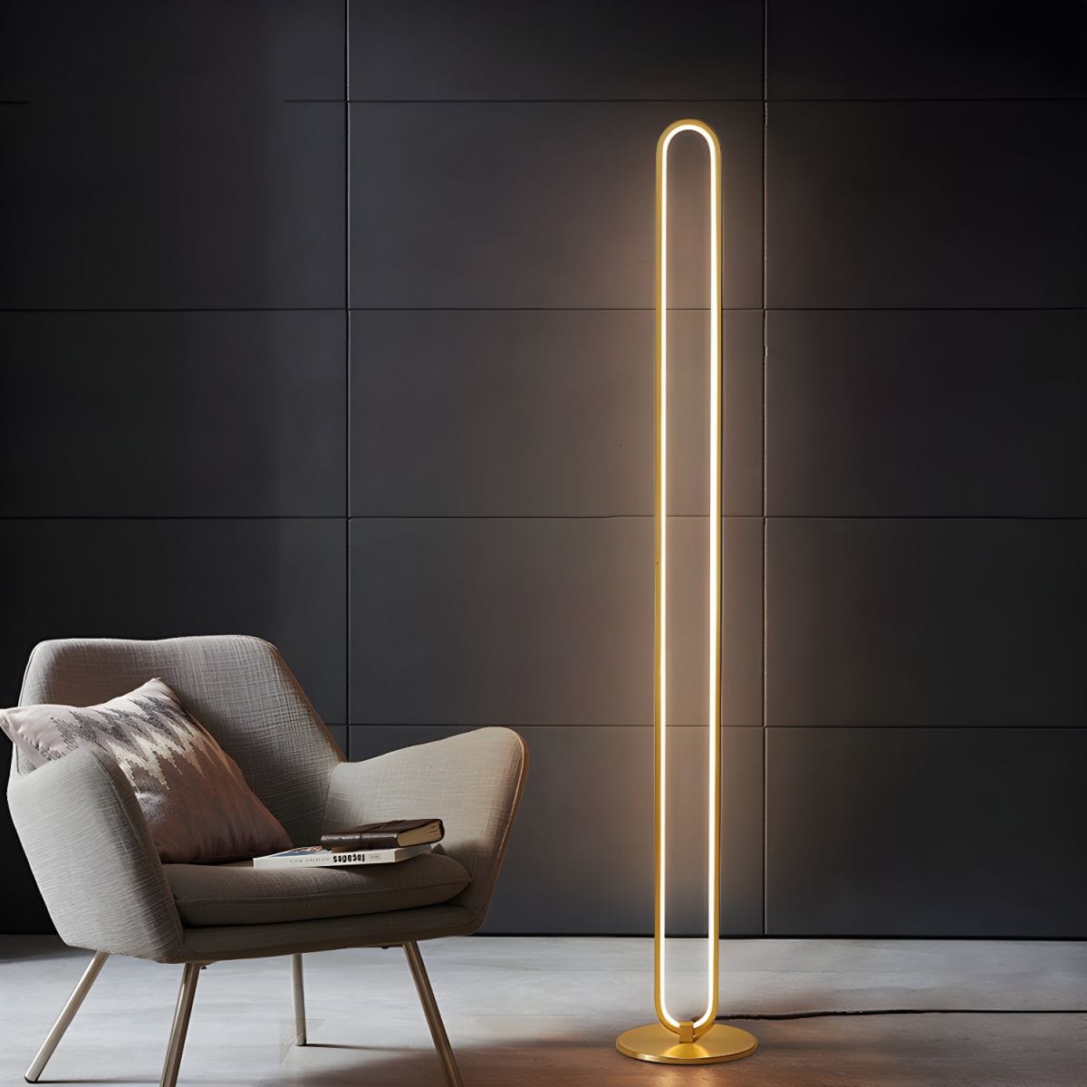Minimalist Copper LED Floor Lamp for Nordic Home Decor Gold Norenza