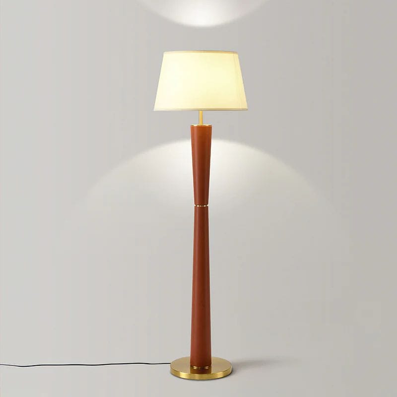 Minimalist Nordic Design Leather Floor Lamp in Iron Brown Norenza