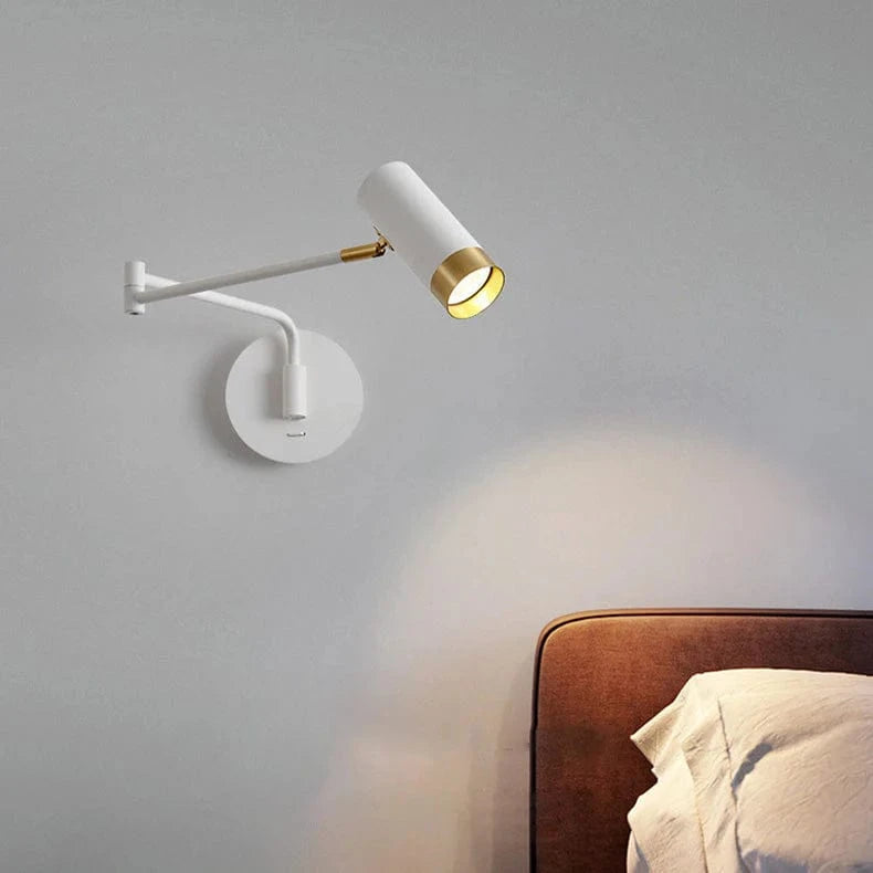 Minimalist Nordic Wall-Mounted Bedside Lamp with Pivot Arm White Norenza