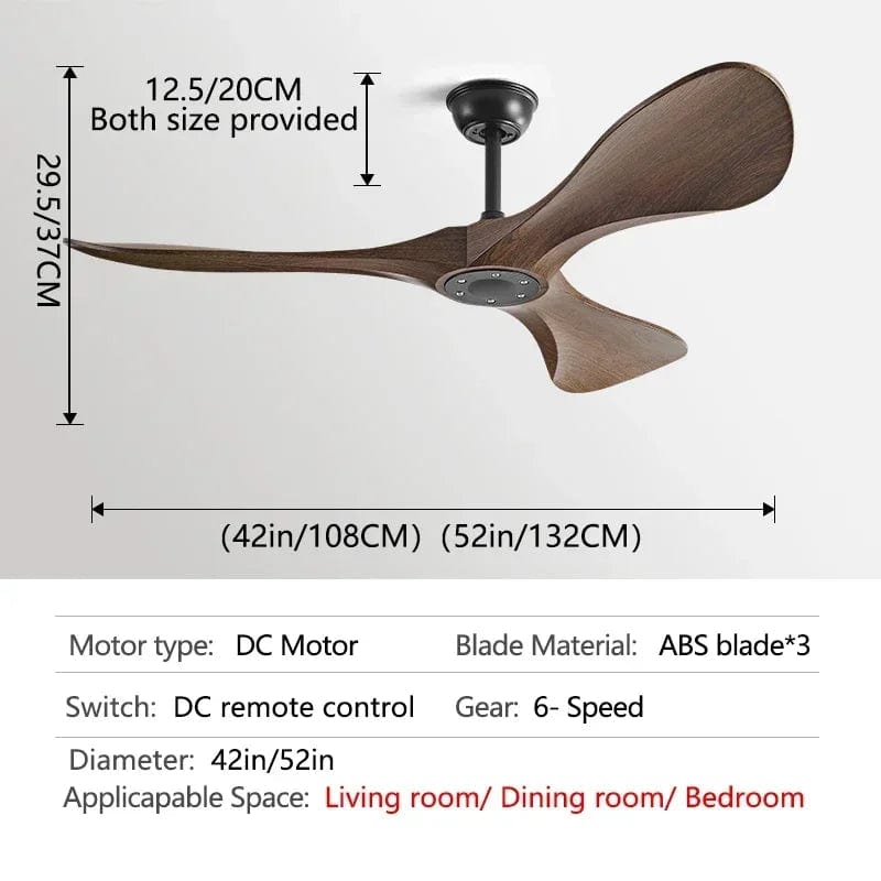 Modern 3-Blade Ceiling Fan with Light and Remote Control Walnut / 42" Norenza