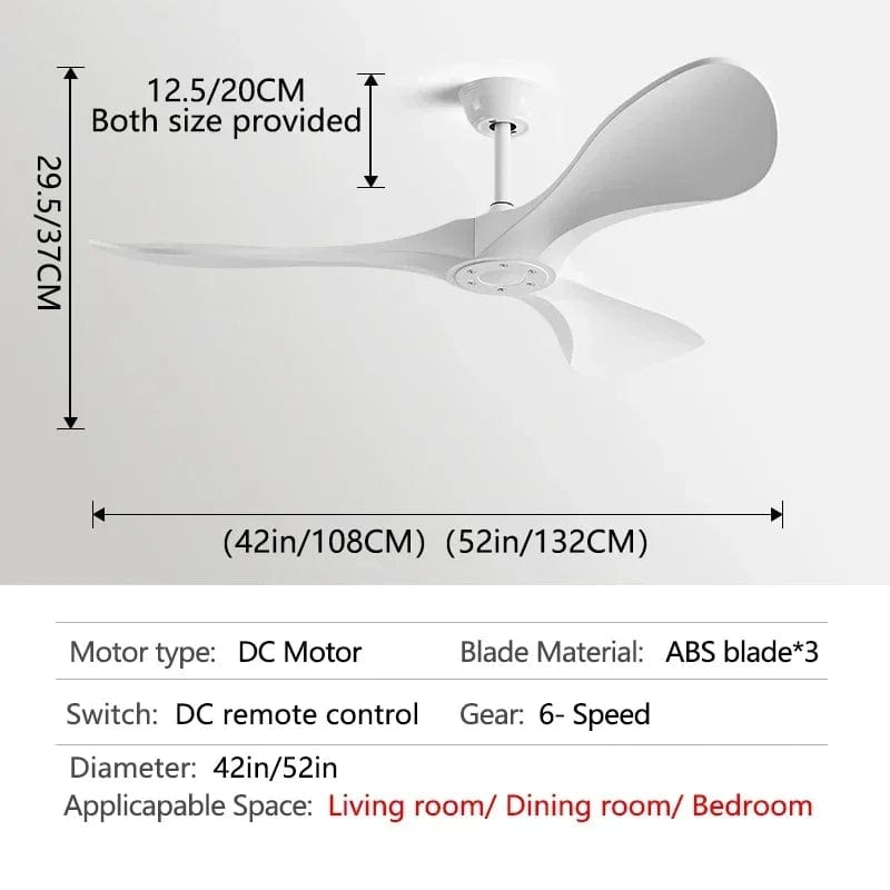 Modern 3-Blade Ceiling Fan with Light and Remote Control White / 42" Norenza