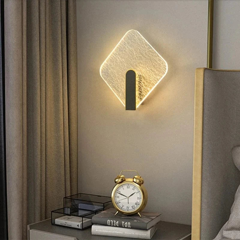 Modern Acrylic Wall-Mounted Diamond Pattern Bedside Lamp Rhombus Norenza