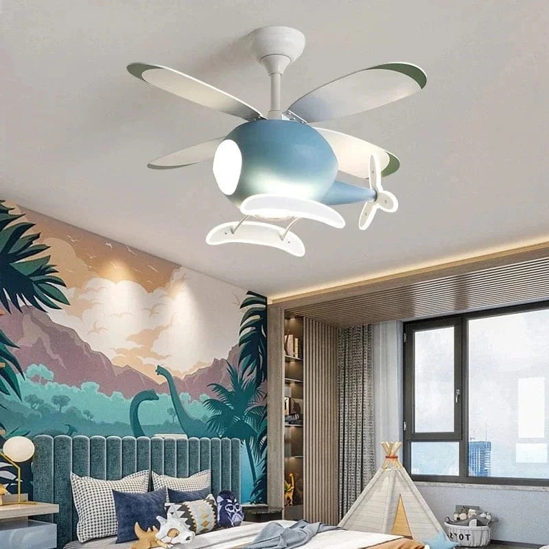 Modern Airplane Ceiling Fan with LED Light and Remote Control Norenza