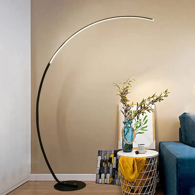 Modern Arc-Shaped LED Floor Lamp Black Norenza