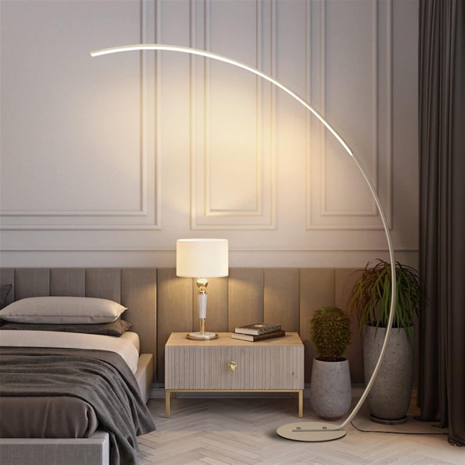 Modern Arc-Shaped LED Floor Lamp White Norenza