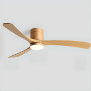 Modern Black ABS Ceiling Fan with LED Light and Remote Control Natural Wood Norenza