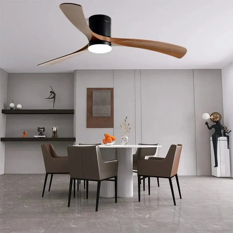 Modern Black ABS Ceiling Fan with LED Light and Remote Control Norenza