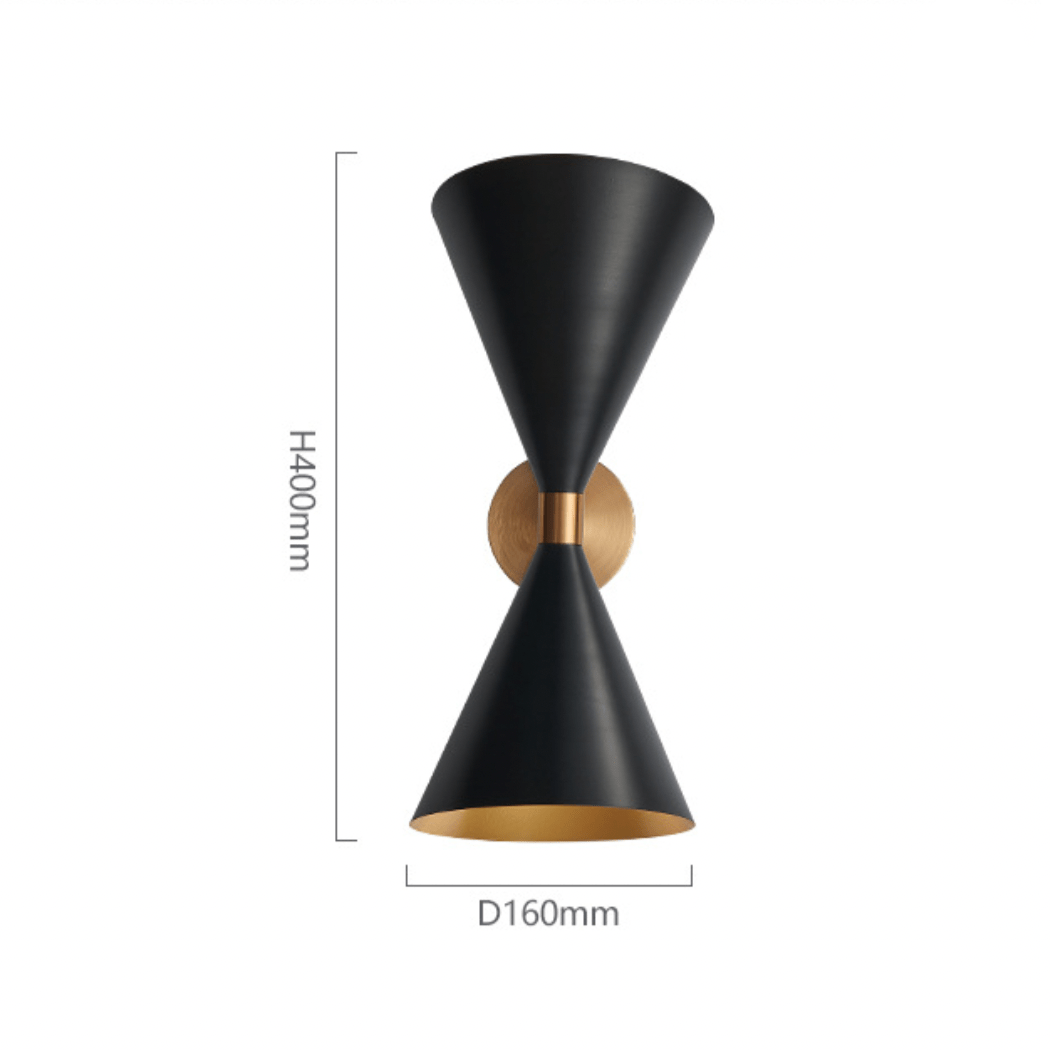 Modern Black and Gold Double Cone Wall Sconce Norenza