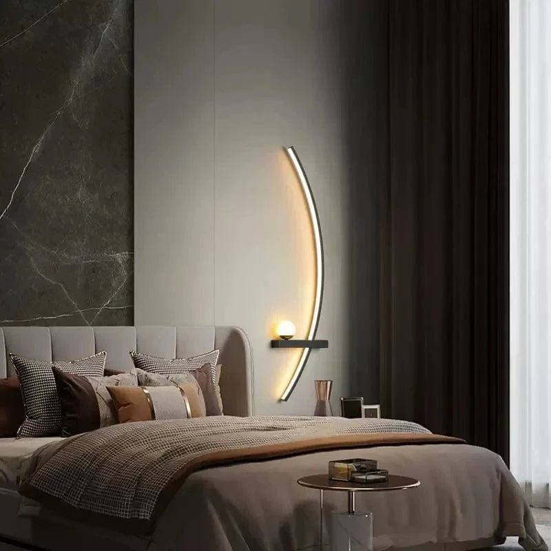 Modern Black LED Wall Sconce - Minimalist Decorative Light for Bedroom, Study, and Home Norenza