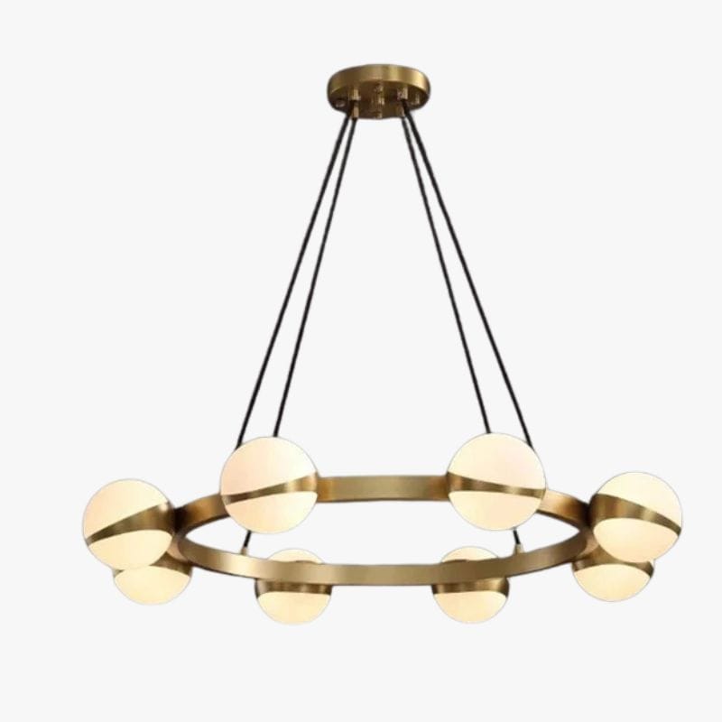 Modern Brass Ring Chandelier with Glass Globes Norenza