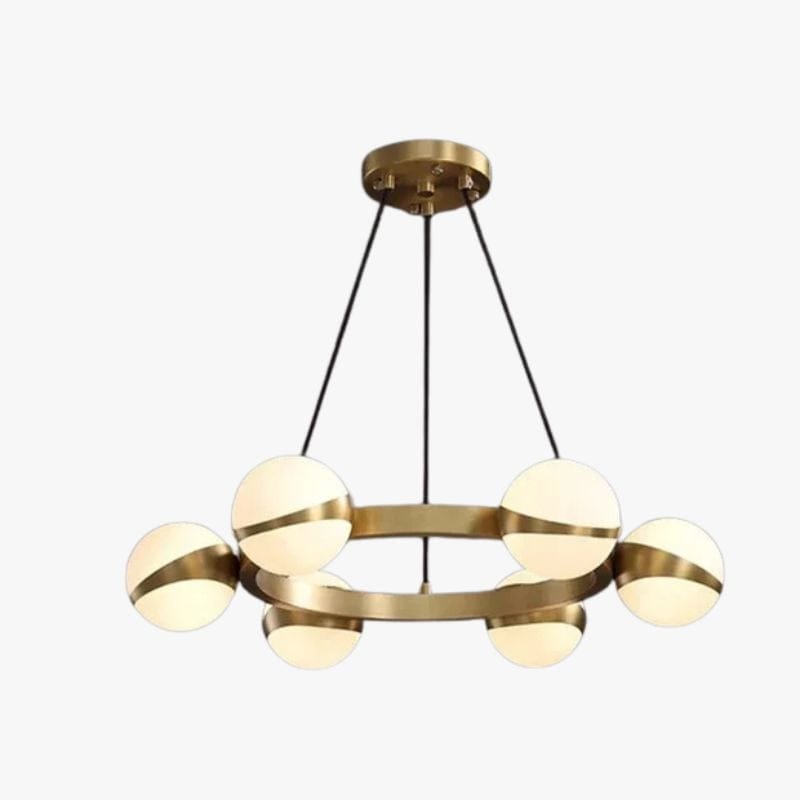 Modern Brass Ring Chandelier with Glass Globes Norenza