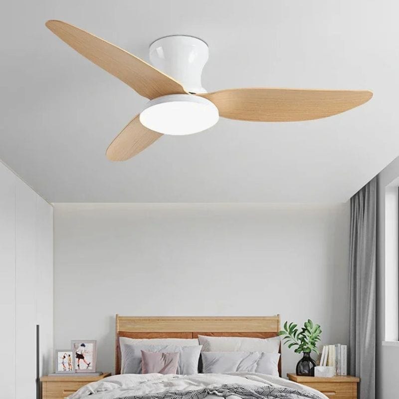 Modern Ceiling Fan Light with Remote Control – Adjustable Nordic Design Natural Wood Norenza