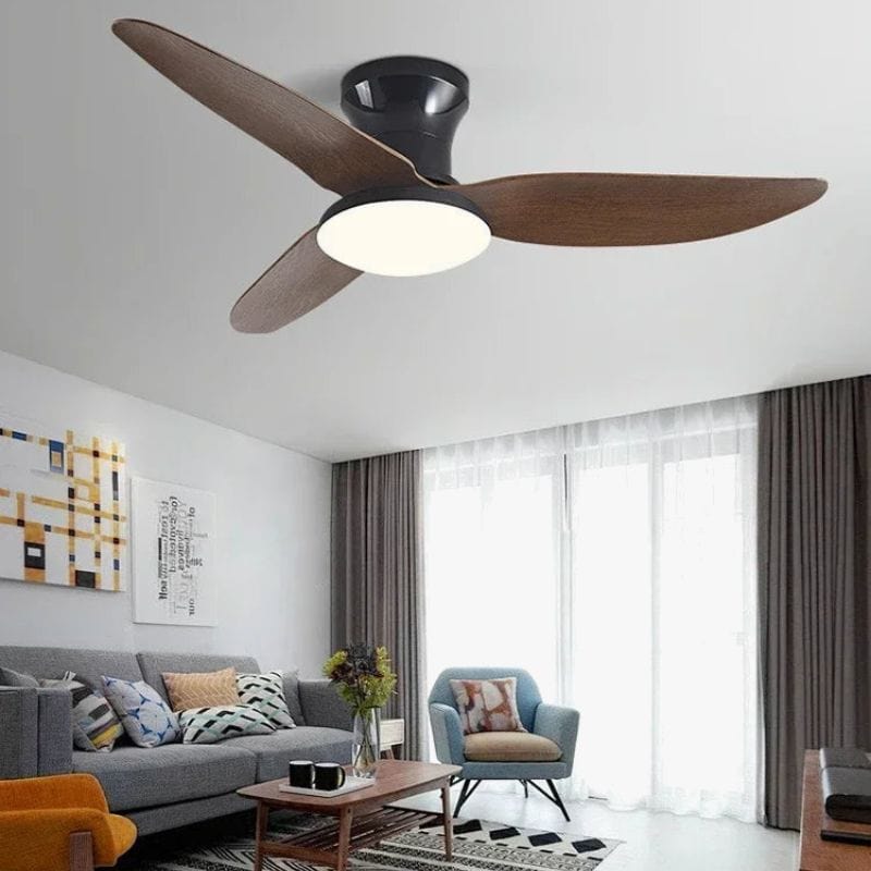 Modern Ceiling Fan Light with Remote Control – Adjustable Nordic Design Walnut Norenza