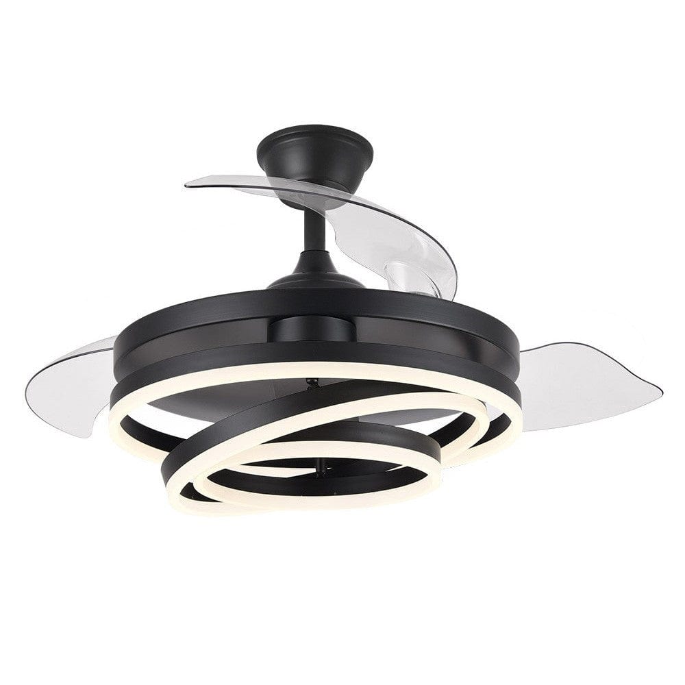 Modern Ceiling Fan with LED Lights and Rechargeable Remote Black Norenza