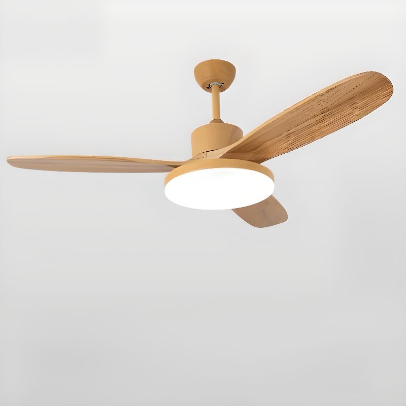 Modern Ceiling Fan with Remote, Adjustable LED Light Natural Wood Norenza