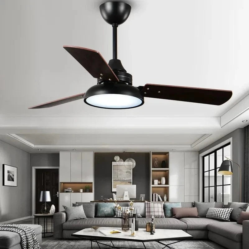Modern Ceiling Fan with Remote Control and Integrated Lighting Black Norenza