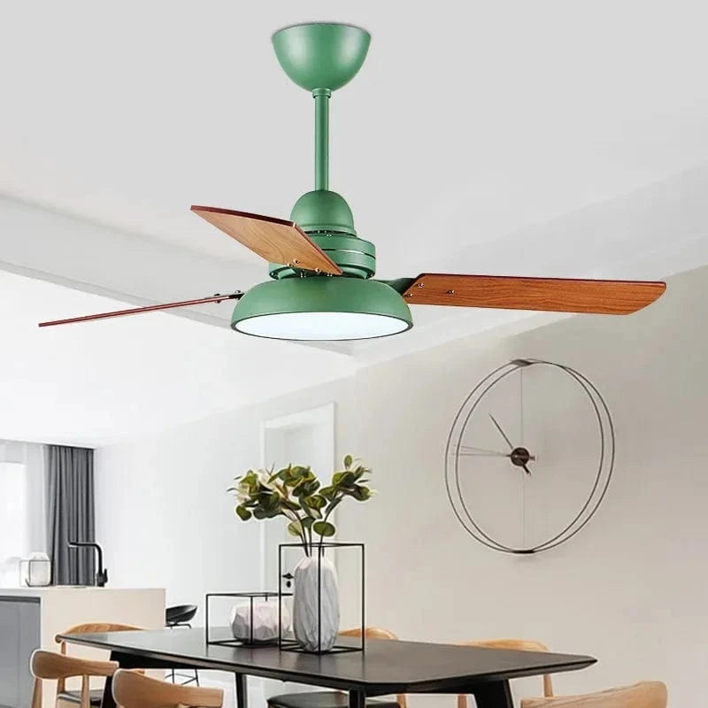 Modern Ceiling Fan with Remote Control and Integrated Lighting Green Norenza